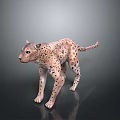 Detailed Snow Leopard Figurine With Spotted Pattern Standing On Dark Reflective Surface