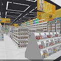 Modern Supermarket Department Store Interior With Organized Shelves And Product Displays
