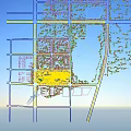 Aerial Planning of Modern Urban Area With Sunset View Buildings Lake and Green Spaces