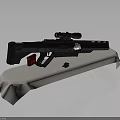 Modern Tactical Weapon Rifle With Scope Red Magazine On White Display Stand