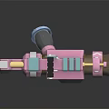 Colorful 3D Mechanical Weapon Model with Pink Blue Elements Circular Parts Gear Decorations And Barrel