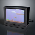 Vintage CRT Television Displaying Classic Retro Game With Pixel Style Graphics And Game Character