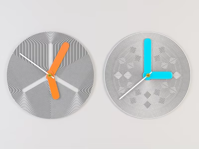 Modern Decorative Round Wall Clocks With Colorful Hands And Textured Surface For Home Decor 3d model