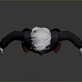3D Character Model With Black Jumpsuit White Gloves Red Shoes White Ears And Black Mask
