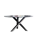 Modern Circular Dining Table With Crossed Metal Legs And Sleek Surface 3d model