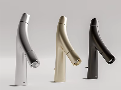 Modern Faucets in Silver Gold and Black with Elegant Curved Stylish Design 3d model