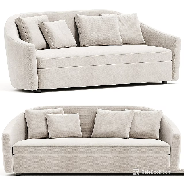 Light Beige Modern Sofa With Soft Cushions For Interior Design 3d model
