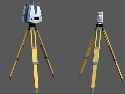 Public Facilities Surveying Equipment With Yellow Tripod Laser Level Tools 3d model