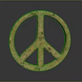 Decorative Ornament Set Featuring Peace Symbol Vintage Metal Rustic Design For Home Decor