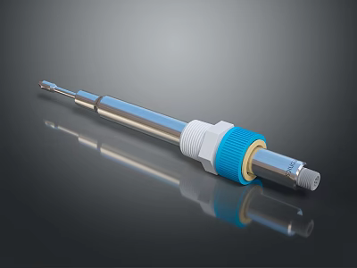Modern Electronic Component With Cylindrical Metal Body And Blue White Design Accents 3d model