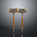 Two Industrial Valves Featuring Yellow Gray Components Orange Stems And Circular Interfaces