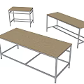 Set Of Three Office Desks With Wooden Tops And Metal Frames