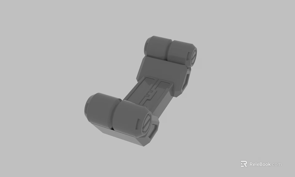 Gray 3D Model Mechanical Part With Cylindrical Ends And Central Structure 3d model