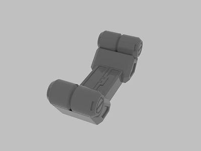 Gray 3D Model Mechanical Part With Cylindrical Ends And Central Structure 3d model