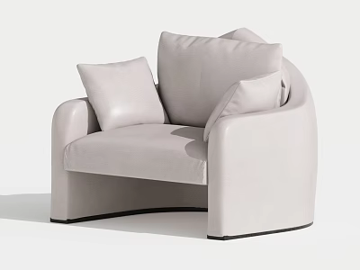 Light Gray Single Sofa With Curved Design And Soft Cushions For Modern Living Room 3d model