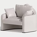 Light Gray Single Sofa With Curved Design And Soft Cushions For Modern Living Room