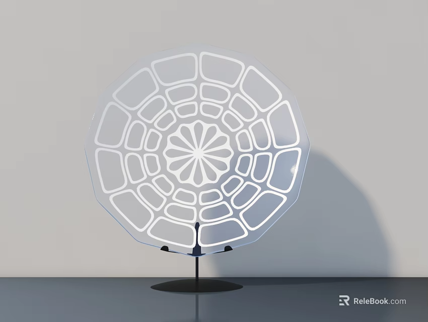 Modern Minimalist Decorative Ornament Set With White Circular Geometric Pattern And Black Base 3d model 