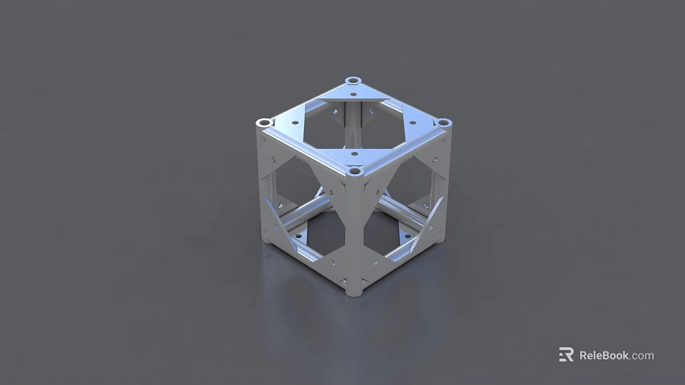 Metal Hardware Tool Cube Frame With Multiple Holes And Industrial Structure 3d model 
