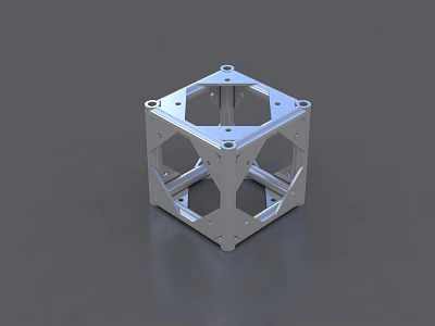 Metal Hardware Tool Cube Frame With Multiple Holes And Industrial Structure 3d model