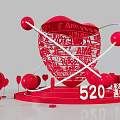 Red Heart Shaped Decoration With Anyu Text And 520 Love Theme Stand