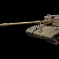Sandy Brown Military Tank With Long Cannon And Track Details 3D Render