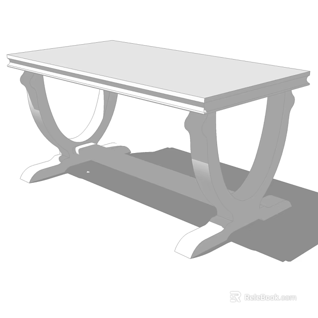 Sleek White Dining Table With Curved Legs And Solid Flat Top 3d model 