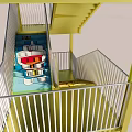 Modern Yellow Multi Level Tower With Staircases And Open Balconies Design 3d model