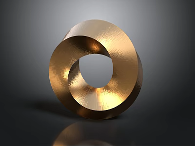 Golden Spiral Ring Shaped Daily Necessity With Metallic Texture For Home Use 3d model
