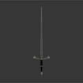 Medieval Decorative Sword With Black Handle Silver Accents And Metal Blade
