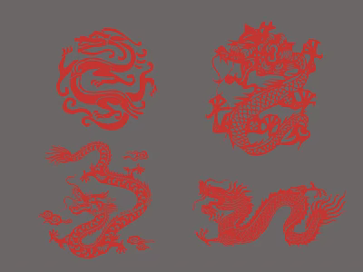 Chinese Traditional Red Dragon Decorative Hanging Pendants With Four Unique Designs 3d model