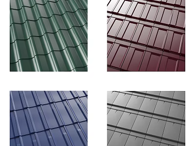Various Colored Corrugated Metal Roofing Tiles for Building Exterior Projects 3d model