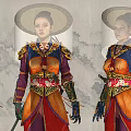 Fantasy Warrior Character In Traditional Asian Armor With Sword
