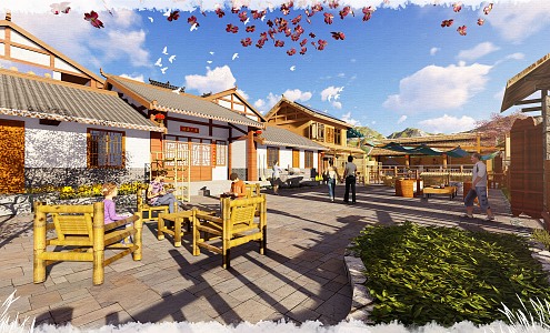 Modern Chinese Beautiful Country Homestay Beautiful Country Homestay 3d model