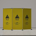 Public Facility Yellow Folding Safety Screen With Danger Warning Signs For Indoor Use