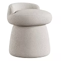Elegant Upholstered Stool With Floral And Bird Pattern On Neutral Beige Fabric