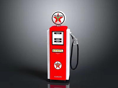 Vintage Texaco Gas Pump In Red White Design With Classic Logo And Fuel Nozzle 3d model