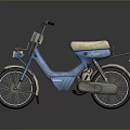 Blue Vintage Scooter With Beige Seat Classic Design And Headlight Details