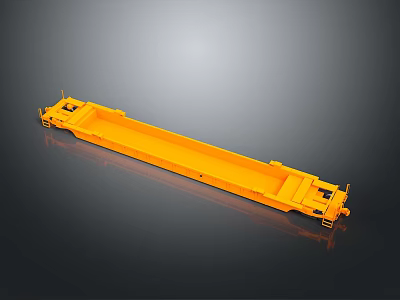 Yellow Long Functional Vehicle Flatbed Trailer with Extended Platform for Transportation 3d model
