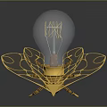 Golden Insect Shaped Bulb Lamp Unique Decorative Furniture With Artistic Wings And Spiral Legs
