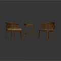 Traditional Wooden Dining Chairs With Carved Backrest And Padded Seat Paired Round Table
