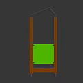 Play Equipment with Gray Roof Orange Pillars Green Fences and Wooden Platform