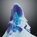 Iceberg Structure With Blue Icy Crystal Building Inside Snow Covered Mountain Peak And Dark Background