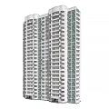 Modern High Rise Apartment Building Exterior With Multiple Windows And Balconies
