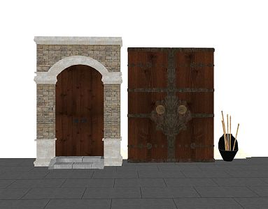 Chinese door wooden door 3d model