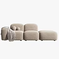 Modern Modular Multi Seater Sofa in Beige and Blue with Cozy Pillows and Fabric Design Elements