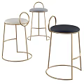Modern Bar Stools With Gold Metal Frame Round Seat And Circular Backrest
