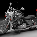 Classic Police Harley Davidson Motorcycle With Red Siren And Black Body