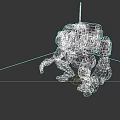 Game Cinematic Mech Character With Dark Blue Armor Multi-Jointed Limbs And Yellow Lights