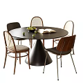 Middle Ancient Style Dining Table and Chair Combination Dining Chair Round Dining Table Single Chair 3d model
