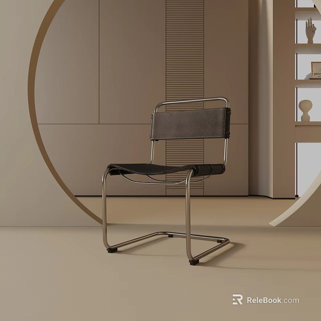 Modern Table Lamp With Metal Frame On Beige Wall Background And Circular Decor 3d model 